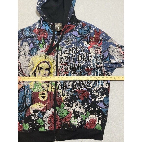 Club Chaos Mens Hoodie Full Zip 2XL Jesus Mary AOP Jesse Pinkman Grunge Y2K Blac - Picture 6 of 15